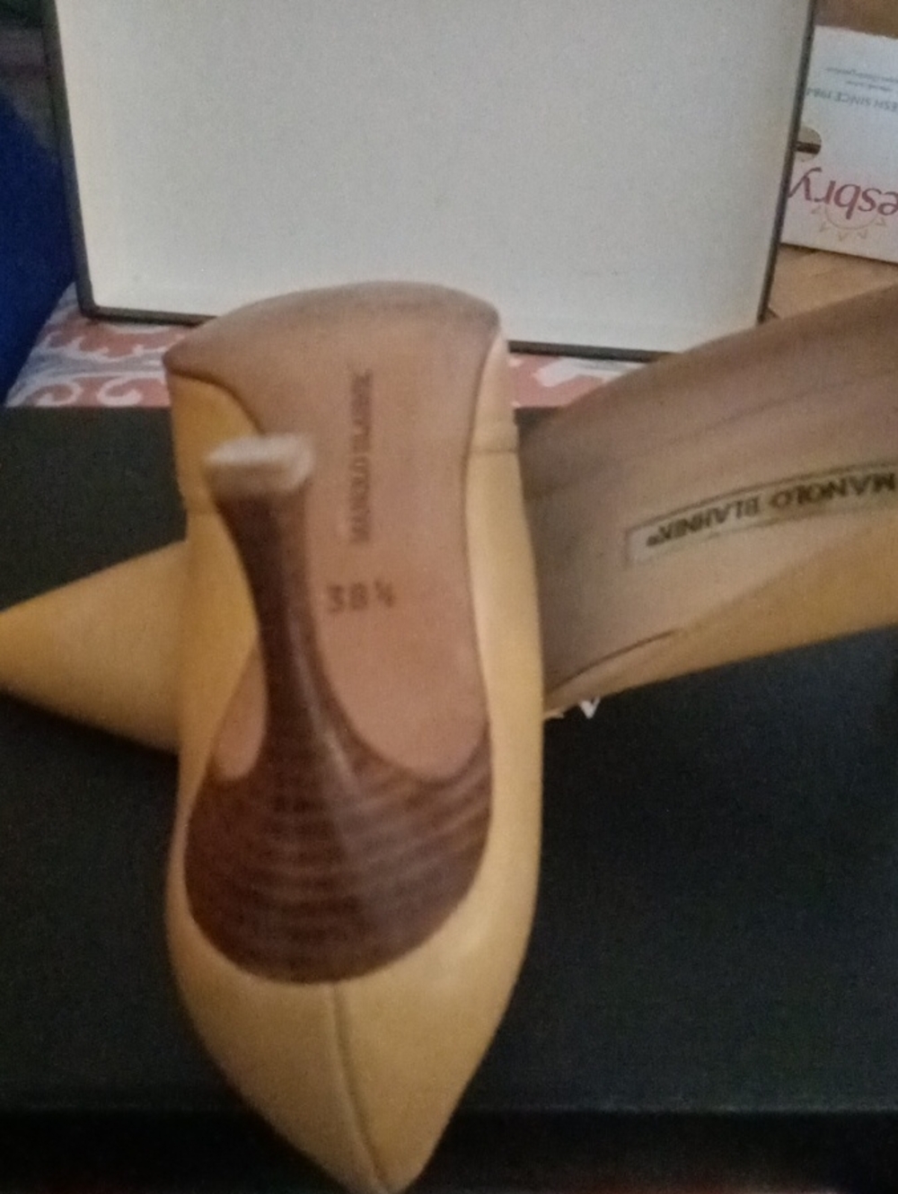 Manolo Blahnik Camel Leather Pointed-Toe Pumps